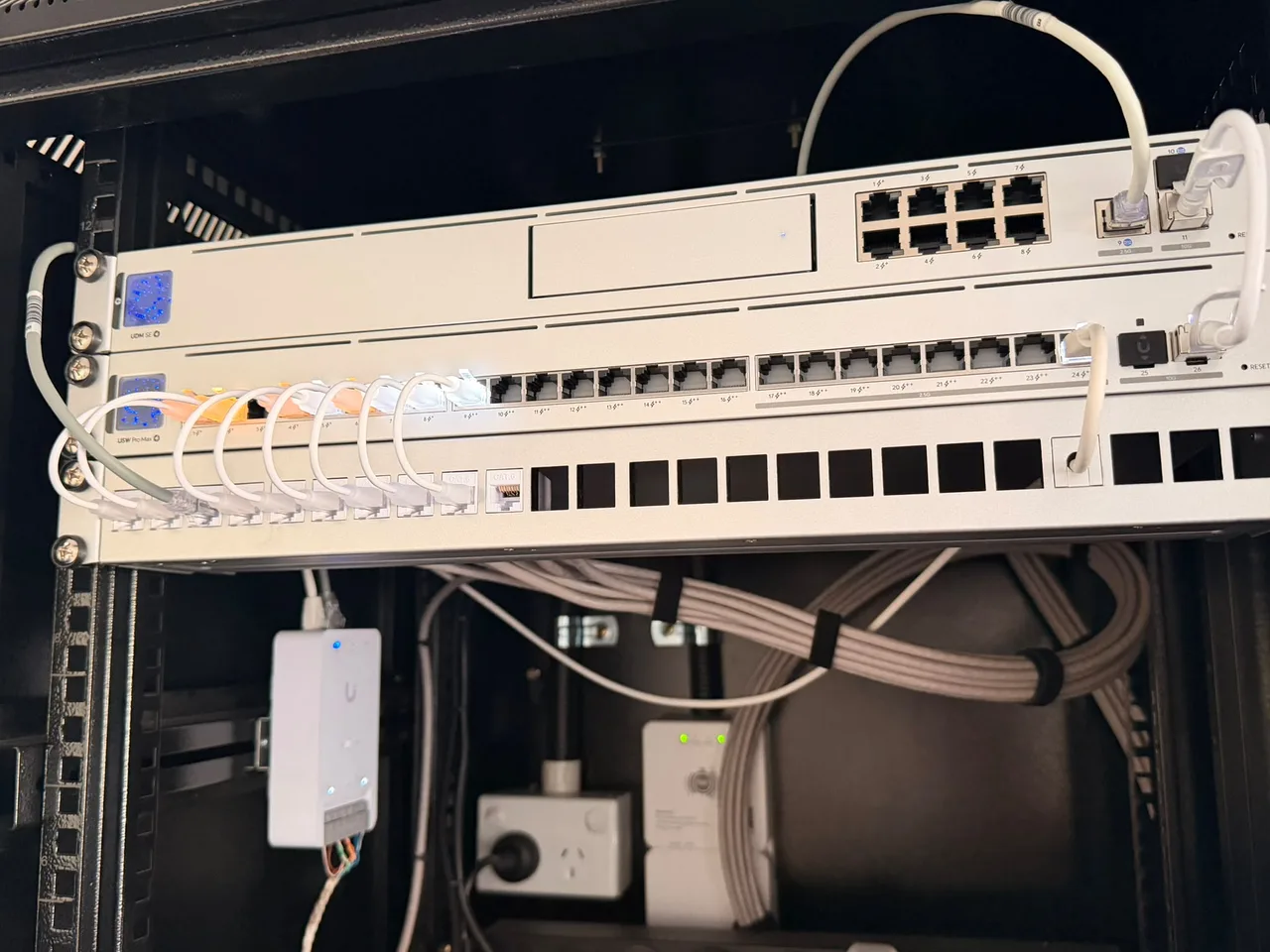 Illustrative organised network rack and patch cabling